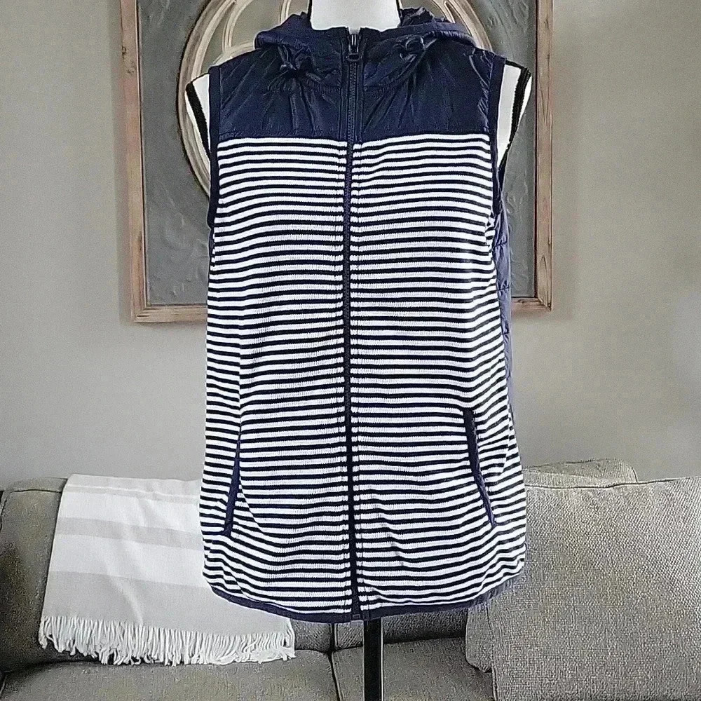 Tommy Hilfiger Athlux Athletic Striped Zip Up‎ Puffer Vest Womens Size Small